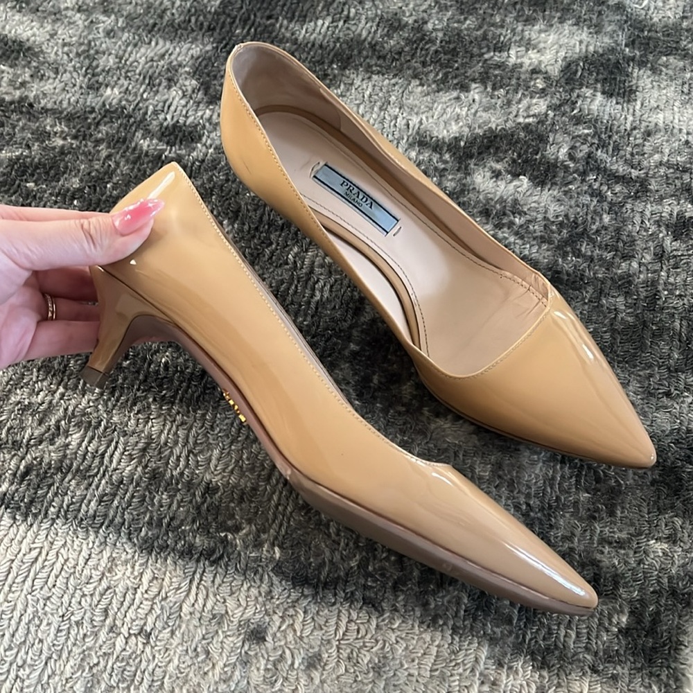 Prada Tan Heels Pointed Toe